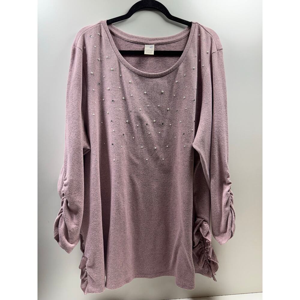 Terra & Sky Women’s 4X (28W-30W) Dusty Rose Sweater Pullover Romantic Feminine - Picture 5 of 15